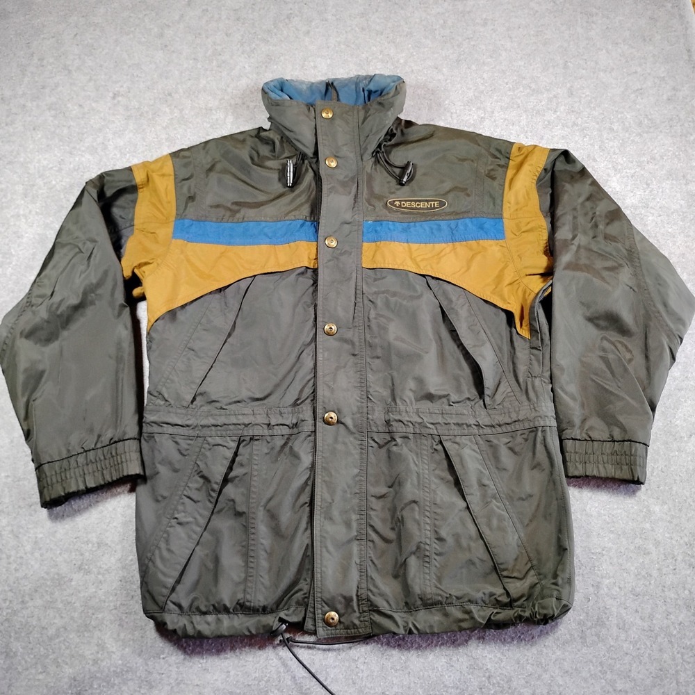Vintage Descente Ski Jacket Mens Gray Colorblock 90s Gorpcore Windbreaker